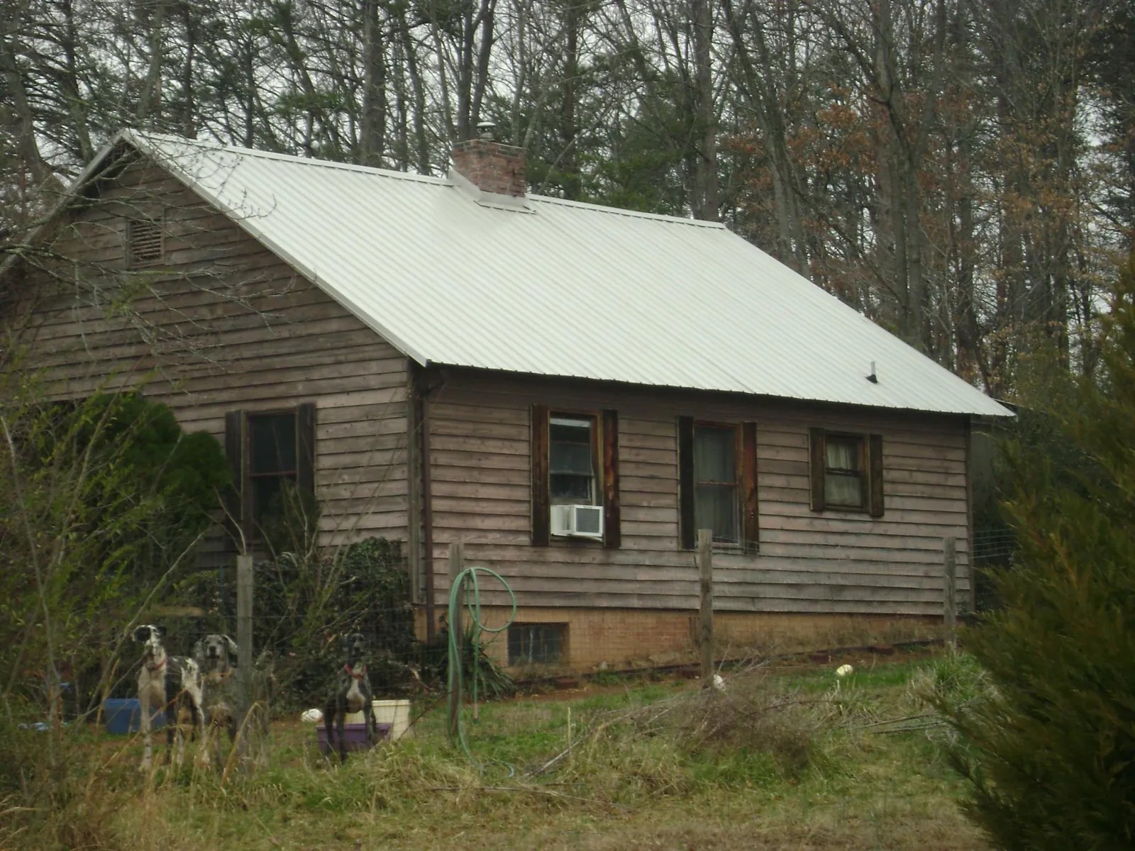 White metal roof on an old wood sided farmhouse, from a Metal Roof Installation job in Hurlock